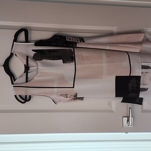 Alfani Women's Abstract Black and Beige Top